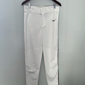 Nike White Full Length Baseball Pants, size S, navy blue piping, NWOT